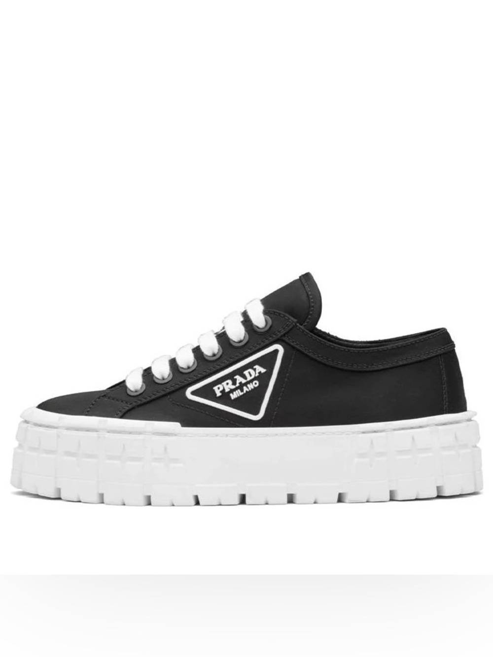 Prada Double Wheel Re-nylon Gabardine Sneakers / Size 41 / Black and White